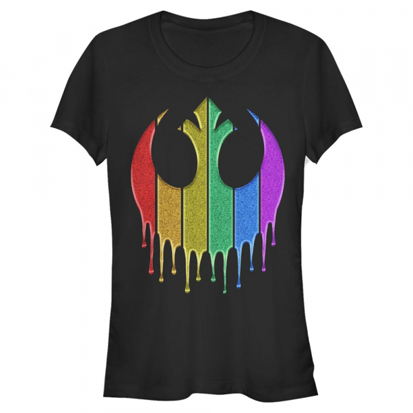 Star Wars - Classic Rainbow Sparkle Rebel Drip - Pride - Femme T-shirt - Noir - Devant