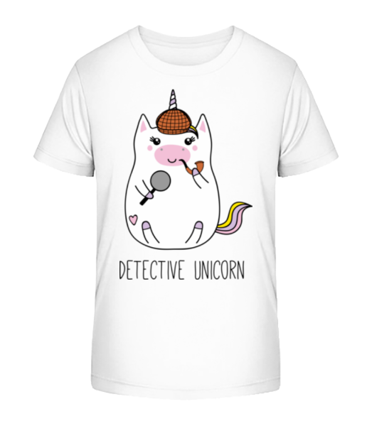 Detective Unicorn - Kinder Bio T-Shirt Stanley Stella - Weiß - Vorne