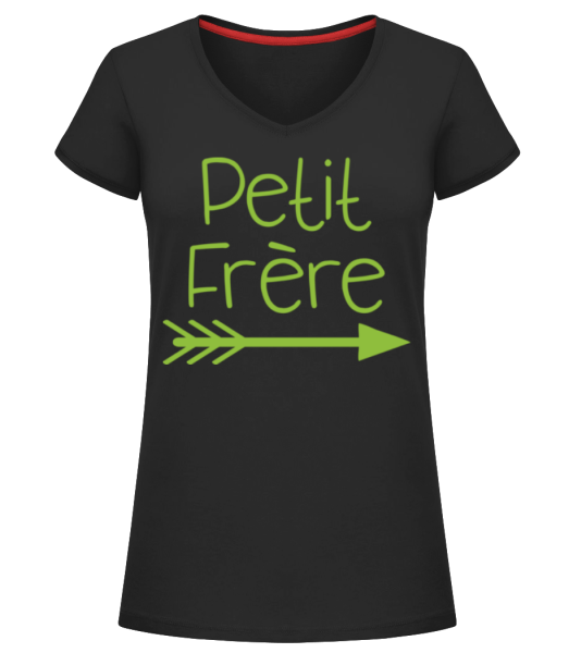 Petit Frère - T-shirt col en V Femme - Noir - Devant