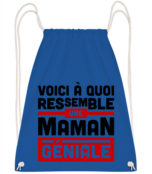 Maman Géniale - Sac à dos Drawstring - Bleu royal - Devant
