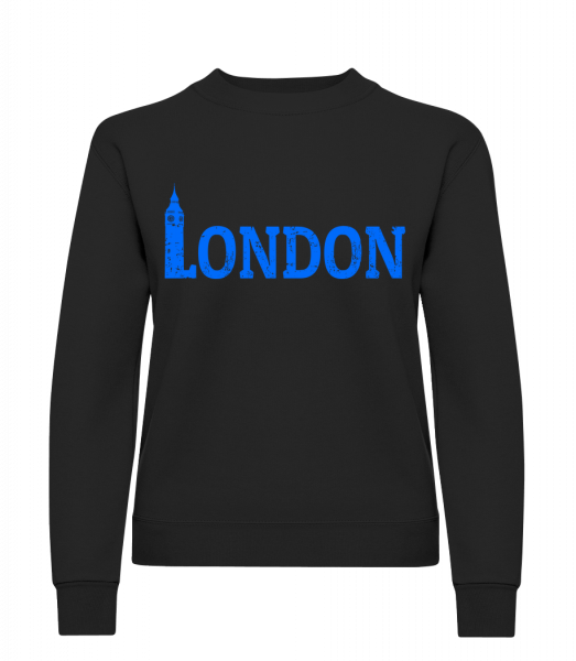 London UK - Sweat-shirt classique avec manches set-in pour femme - Noir - Devant