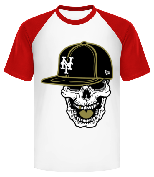 Hardcore - Männer Baseball T-Shirt - Weiß / Rot - Vorne