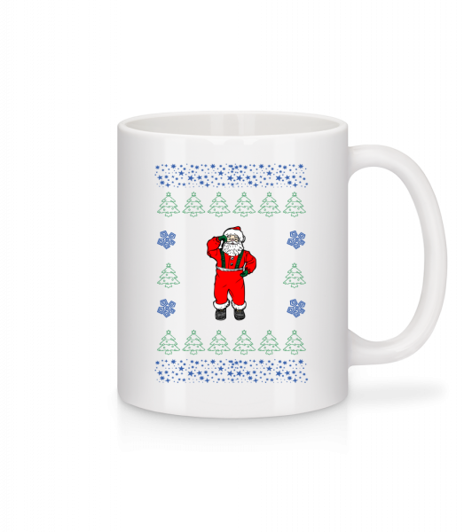 Père Noël Tricotage - Mug en céramique blanc - Blanc - Devant