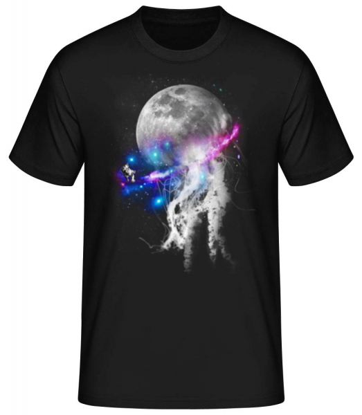 Astronaut Und Galaxie - Männer Basic T-Shirt - Schwarz - Vorne