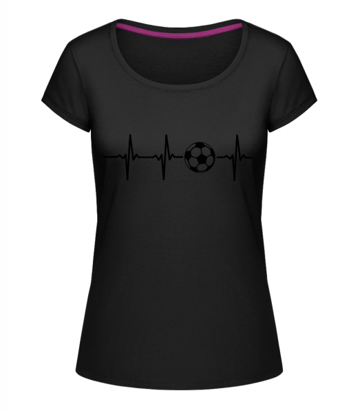 Heart Rate Football - Frauen T-Shirt U-Ausschnitt - Schwarz - Vorn