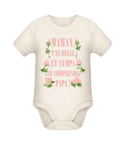 Maman T’es Belle - Body manches courtes bio - Crème - Devant